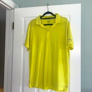 Puma Golf Men's Short Sleeve Yellow Golf Polo Shirt Size L